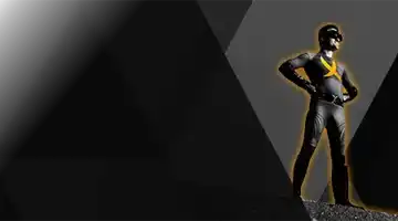 Изображение персонажа-супергероя в эффектной позе на темном фоне, рекламирующего бонус за пополнение от Кактус с драматичной и уверенной позой.